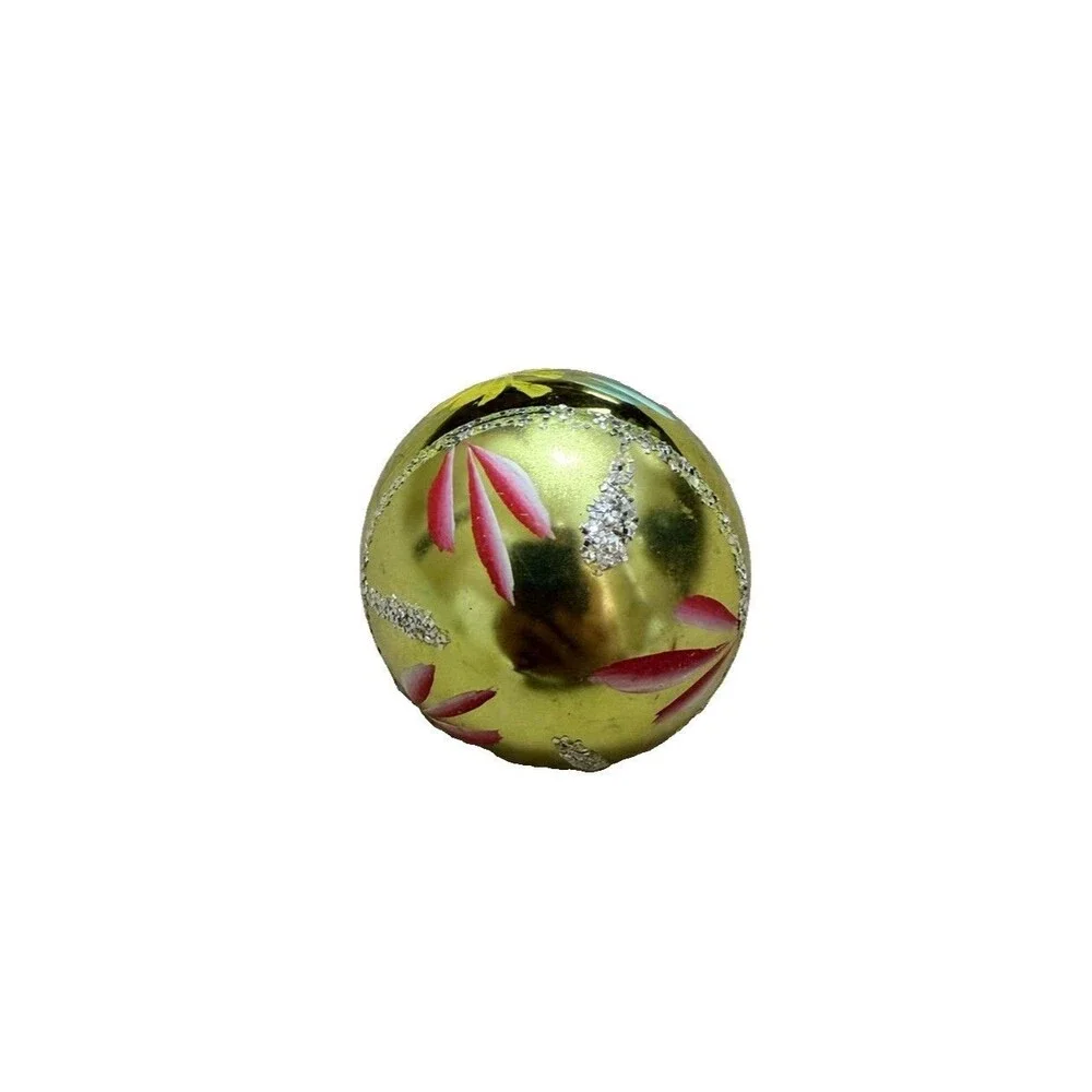 Vintage Ukrainian USSR Glass Christmas Ornament Fir Tree Hand Painted 2”